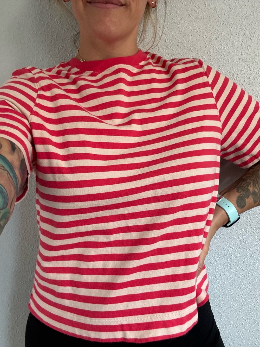 Red and White Striped Short Sleeve Tee - Picture 13 of 13